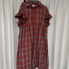 merry jenny チェックフリルスリーブワンピース