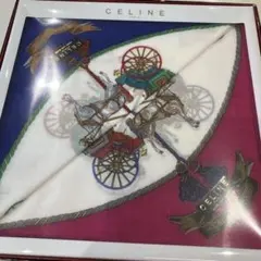 CELINE 大判ハンカチ 馬と車デザイン2枚セット新品