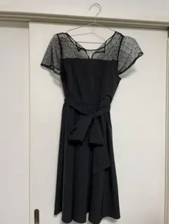 ワンピース　結婚式　お呼ばれ　ドレス ドット　シースルー