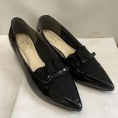 Style JELLY BEANS ブラックエナメルローファー リボン付き
