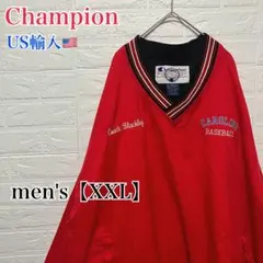 ●F978【US輸入】チャンピオン ナイロンジャケット レッド系 【XXL】