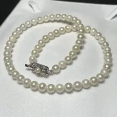 あこや真珠 パールネックレス SILVER金具 約6.7-6.9mm 44cm