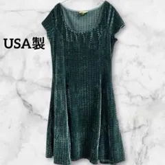 ★USA製Fervour【L】ベルベット ワンピースAライン レトロヴィンテージ