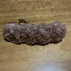 ビーズ　デザインバレッタ ピンク