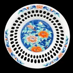 ★色鍋島★和泉作　菓子鉢　透かし　網目　直径約23.2cm　高さ約6.7cm