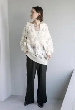 ※最終値下げ※【mystic】スキッパーメッシュニット 美品