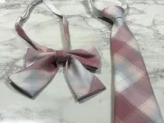 リボン ピンク リボンタイ スクールリボン コスプレ 学生服 サイズ調整可能