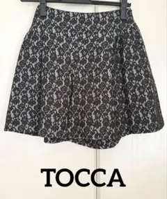 ☆美品　トッカ　フレアスカート　キュロット　黒と白のレース模様　洗濯OK☆