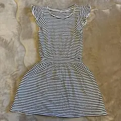 ユニクロ　ネイビーストライプ ノースリーブワンピース 120
