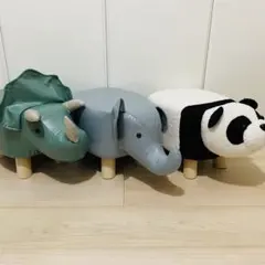 アニマルスツール パンダ ゾウ トリケラトプス 3点セット 動物スツール イス