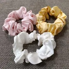 シルク100% シュシュ 3色セット SGMSILK 跡がつかない ヘアゴム