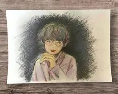 クレヨン画 人物肖像