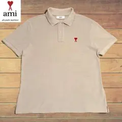 ami ❤️ アミパリス ポルトガル製 ハートロゴポロシャツ 綿 ベージュ Mのサムネイル