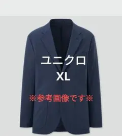 ユニクロ　感動ジャケット　シアサッカー　ネイビー　紺　XLのサムネイル