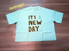 新品 tumugu:ツムグ■ラフィ天竺プリントTシャツ★ミント