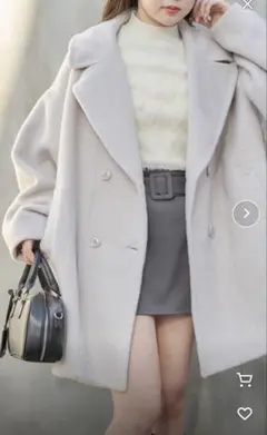 chico シャギーミドル丈コート グレー