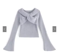 grl 襟2Wayラメフェザーニットフレアスリーブトップス[kz449]