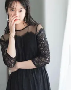 アダムエロペ troisiemechaco チュールパネル レースドレス