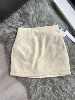 新品　淡い黄色 チェック柄 タイトスカート