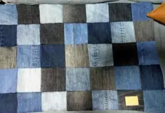 デニムリメイク ブランケット ひざ掛けサイズ ☆ハンドメイド☆デニムパッチワーク