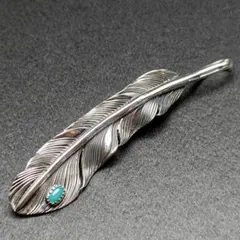 SAAD フェザー（右向き）ターコイズ付き シルバー925 ペンダントトップ