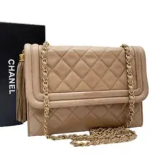 シャネル マトラッセ ラムスキン フリンジ チェーン ショルダー バッグ