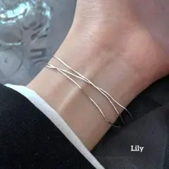 ✨ 繊細 3本 スネークチェーン ブレスレット ステンレススチール シルバー