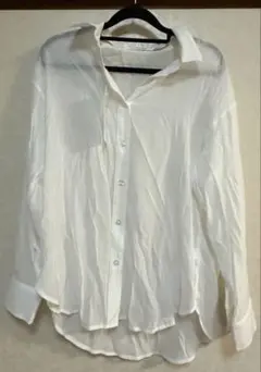 GU シアーオーバーサイズシャツRS＋E オフホワイト S ジーユー