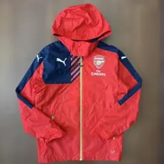PUMA Arsenal ナイロンジャケット プリントロゴ 古着 赤 XSサイズ