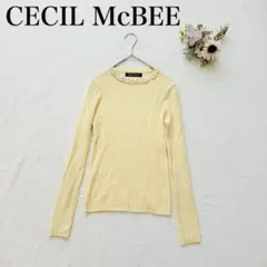 【セシルマクビー】ビジューニット（M）リブ セーター パール ビーズ フェミニン