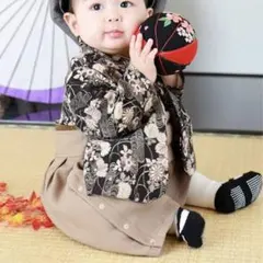 【美品】スウィートマミー　袴ロンパース　観世水ブラック50-70