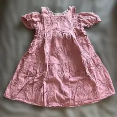 petit main ピンク刺繍半袖ワンピース 120cm