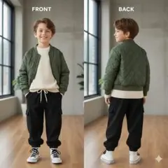 【新品】キッズ コーデュロイ パンツ 120 黒 カーゴ 春秋 男の子 女の子