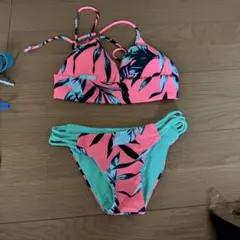 リーフ柄 セパレート水着 ピンク・ミント　ビキニ　レディース