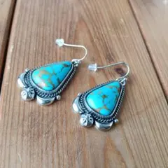 300円スタート❗️ターコイズピアス　インディアンジュエリー　新品未使