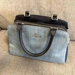 【美品】COACH コーチ ハンドバッグ デニム レザー　チャーム