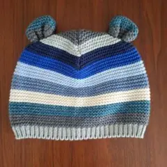babyGAP ベビー帽子 ニット帽 ボーダー 耳付き　46㎝