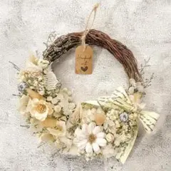 ドライフラワーリース 春　上品で可憐♪インテリアにぴったりの花リース