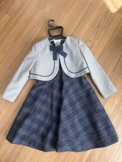 入学式卒園式入学式120cmジャケット付きネイビドレス
