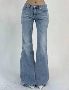 フレアデニムパンツ ブルー
