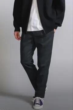 BYウォッシャブル フラノ テーパード イージーパンツ　NAVY L