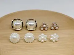 【892】樹脂パールノンホールピアス4ペア アレルギー対応イヤリング 大ぶりのサムネイル