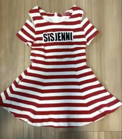 ジェニィ 半袖ワンピース 赤と白ストライプ　チュニック　120cm