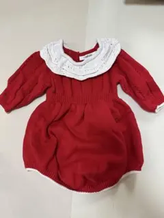 サンタ風コスプレ　ニットロンパース　12-18month