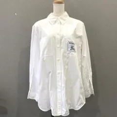 【美品】BURBERRYバーバリー ロゴパッチ付き ロングスリーブ 長袖シャツ