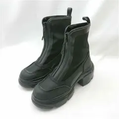 ジーナシス サイドジップ厚底ショートブーツ ブラック系 レディース M
