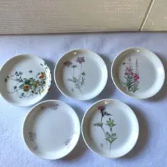 ​春窯 山野草 小皿 5客セット 豆皿 醤油皿 花柄 和食器