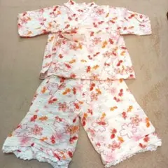 こども甚平　95～100cmくらい　女の子甚平　夏祭り　金魚柄　子ども浴衣