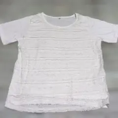 レ―スシャツ　ホワイト レース Tシャツ Lサイズ　かわいい　通勤　通学にも
