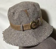 NICE CLAUP ツイード素材ハット　帽子　茶系　ブラウン系　ツバ帽子